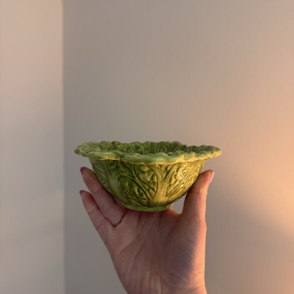 Park Designs Cabbagewear 5.5” Bowl Green Cabbage Leaf Stoneware Trinket Dish - Picture 4 of 7